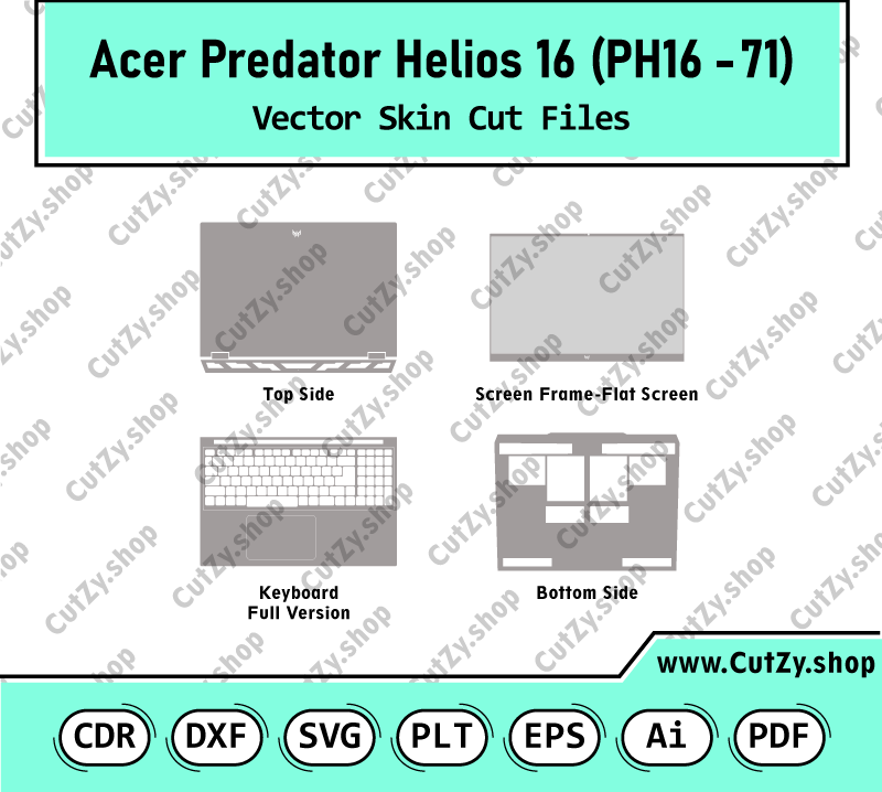 Acer Predator Helios 16 PH16-71 Vector Skin Cut Files Template
