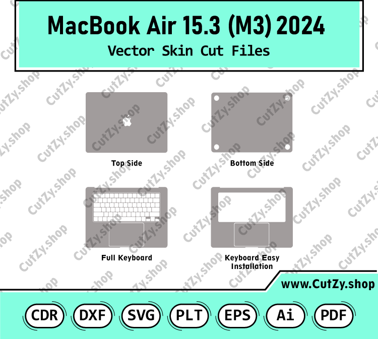 Apple MacBook Air 15.3 M3 2024 Vector Skin Cut Files