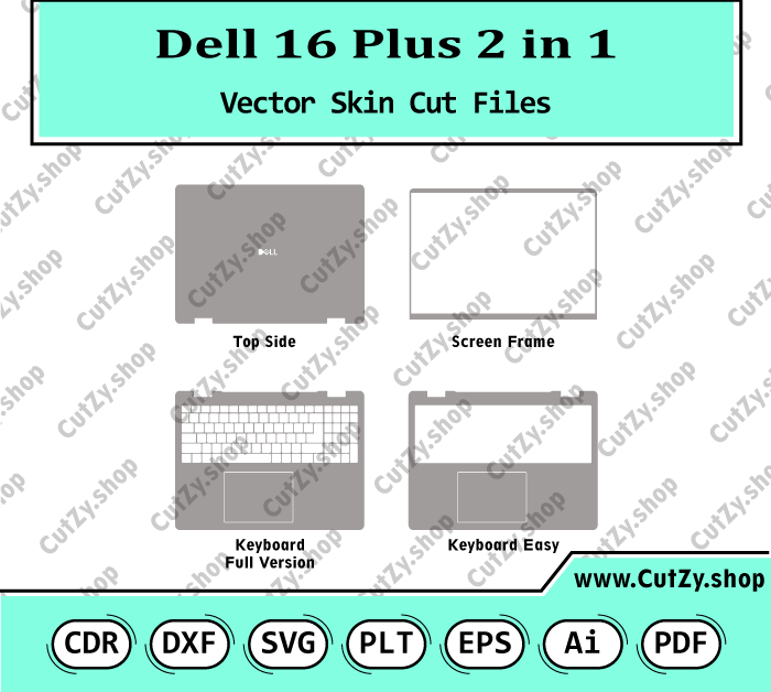 Dell 16 Plus 2-in-1 Laptop Vector Skin Cut Files