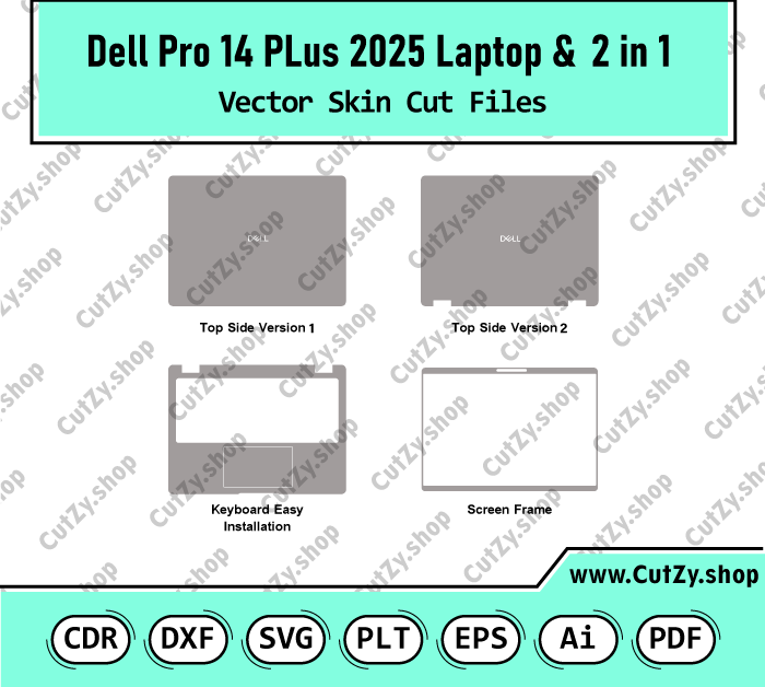 Dell Pro 14 PLus 2025 Laptop 2 in 1 Vector Skin Cut Files