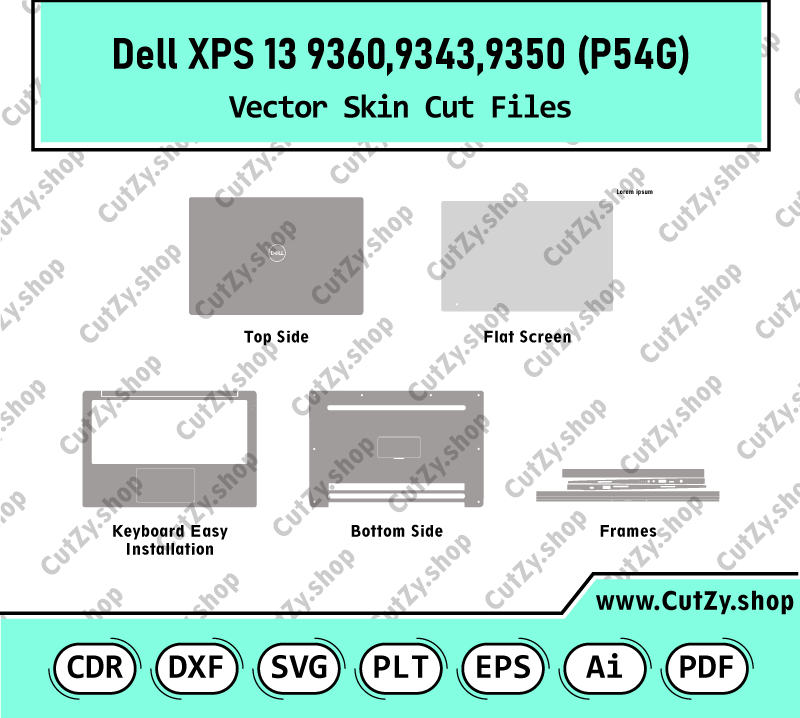 Dell XPS 13 9360, 9343, 9350 (P54G) Vector Skin Cut Files