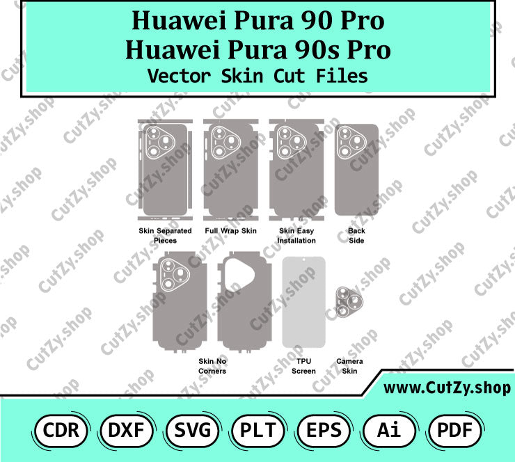 Huawei Pura 90 Pro-Huawei Pura 90s Pro Vector Skin Cut Files