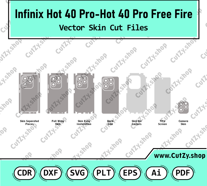 Infinix Hot 40 Pro-Hot 40 Pro Free Fire Vector Skin Cut Files