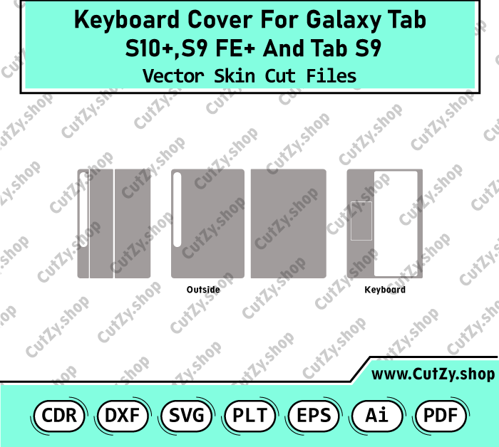 Keyboard Cover For Galaxy Tab S10+, S9 FE+ And Tab S9 Vector Skin Cut Files