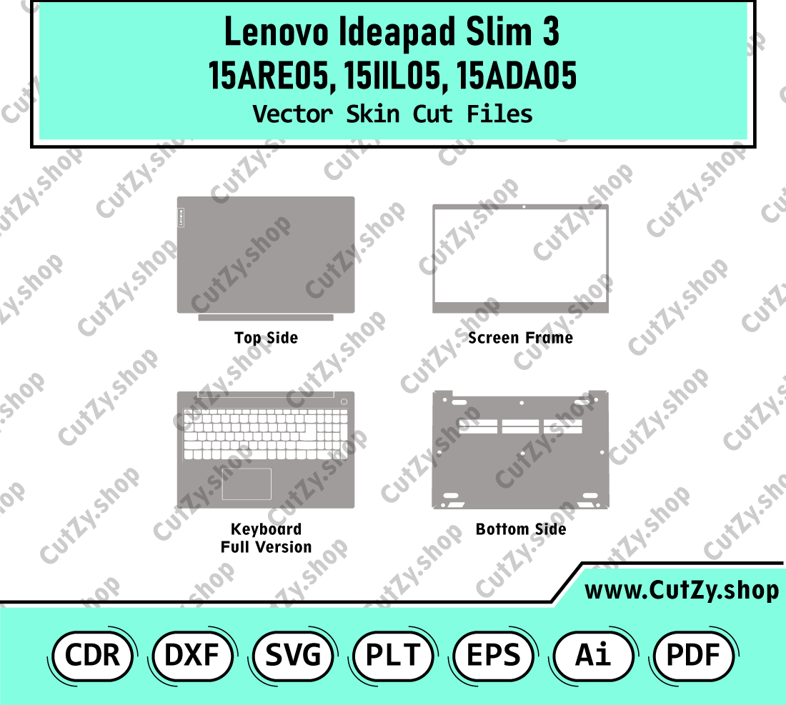 Lenovo Ideapad Slim 3 15IIL05, 15ADA05, 15ARE05 Vector Skin Cut Files
