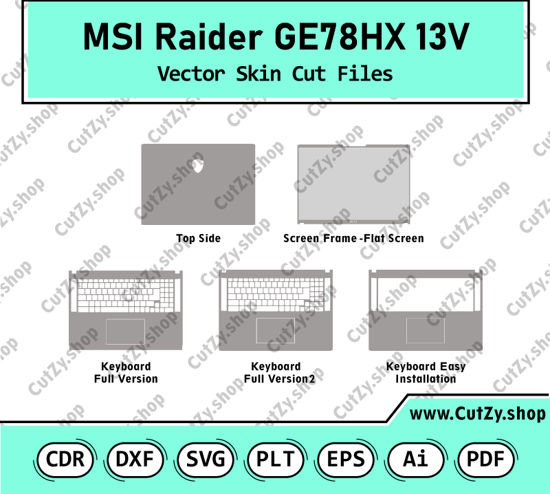 MSI Raider GE78HX 13V Vector Skin Cut Files Template