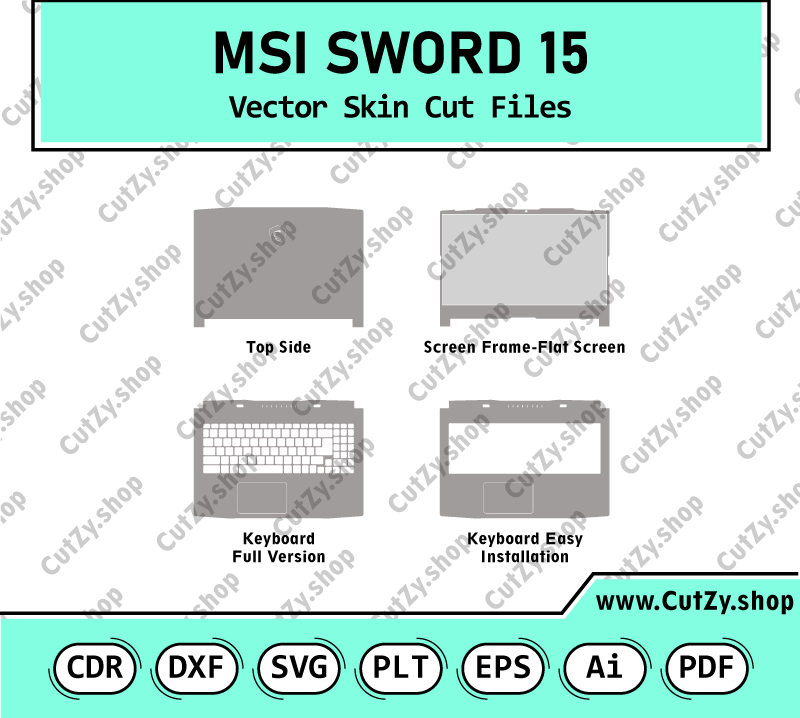 MSI SWORD 15 Vector Skin Cut Files Template