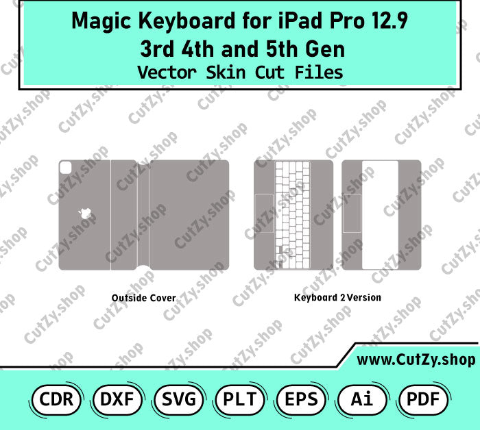 Magic Keyboard iPad Pro 12.9 3rd 4th and 5th Gen Vector Skin Cut Files