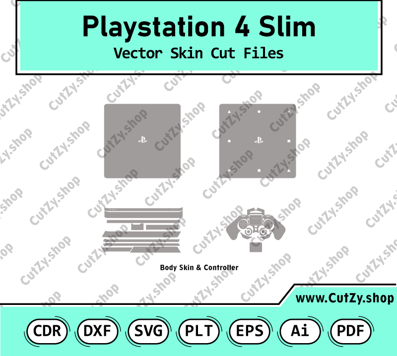Playstation 4 Slim Edition Vector Skin Cut Files