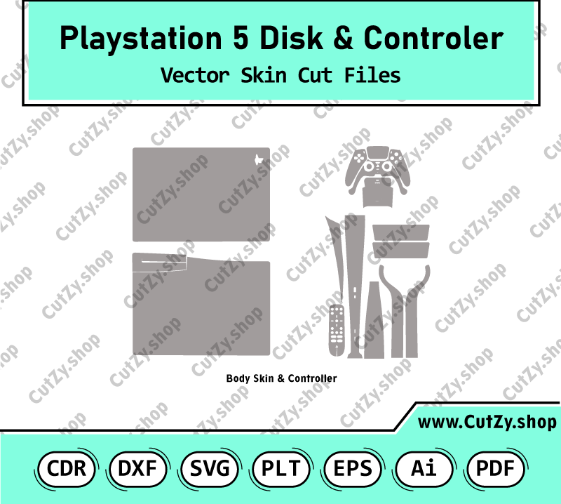 Playstation 5 Disk & Controler Vector Skin Cut Files