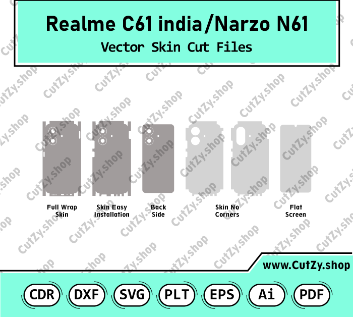 Realme C61 india-Realme Narzo N61 Vector Skin Cut Files
