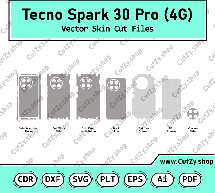 Tecno Spark 30 Pro 4G Vector Skin Cut Files