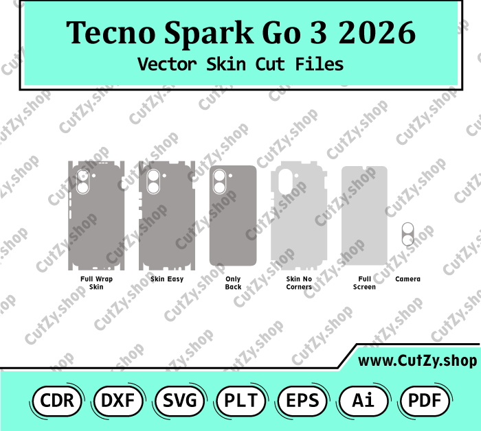 Tecno Spark Go 3 2026 Vector Skin Cut Files
