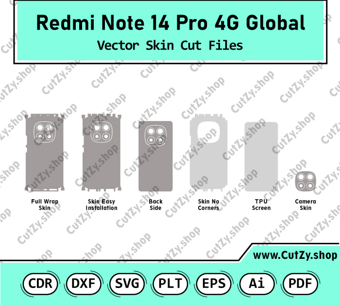 Xiaomi Redmi Note 14 Pro 4G Global (2025) Vector Skin Cut Files