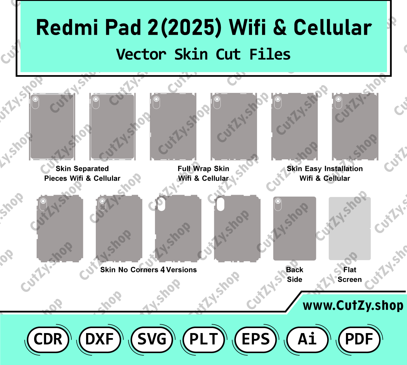 Redmi Pad 2 2025 Wifi + Cellular Vector Skin Cut Files