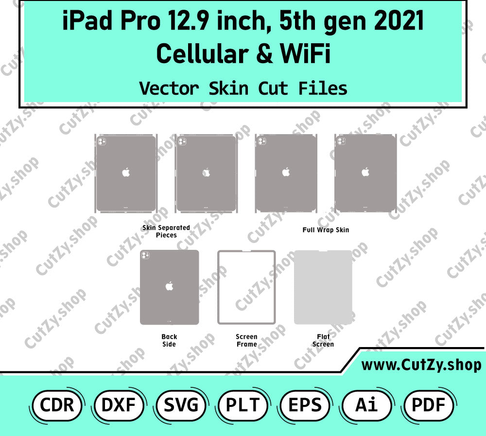 iPad Pro 12.9-inch, 5th generation 2021 Cellular-WiFi Vector Skin Cut Files