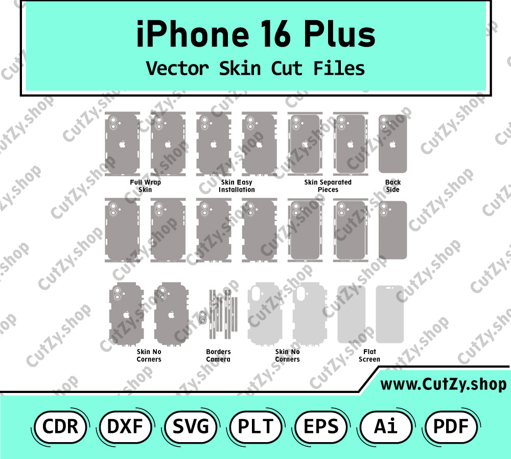 iPhone 16 Plus Vector Skin Cut Files