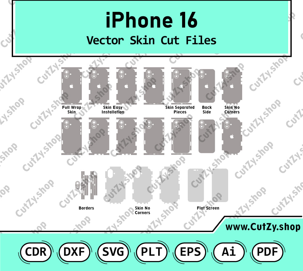 iPhone 16 Vector Skin Cut Files