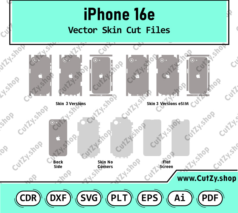 iPhone 16e Vector Skin Cut Files