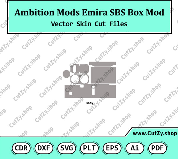 Ambition Mods Emira SBS Box Mod Vector Skin Cut Files