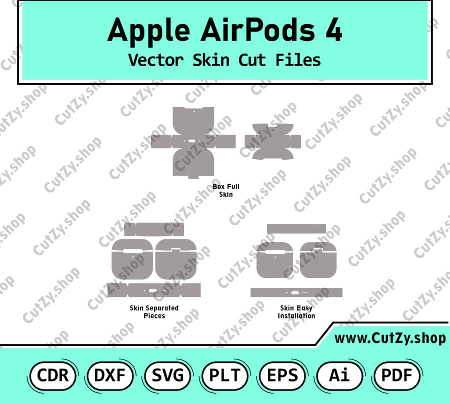 Apple AirPods 4 Vector Skin Cut Files Template