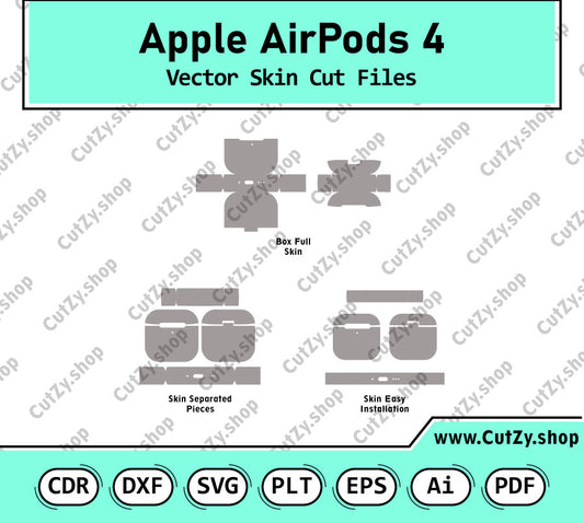 Apple AirPods 4 Vector Skin Cut Files Template