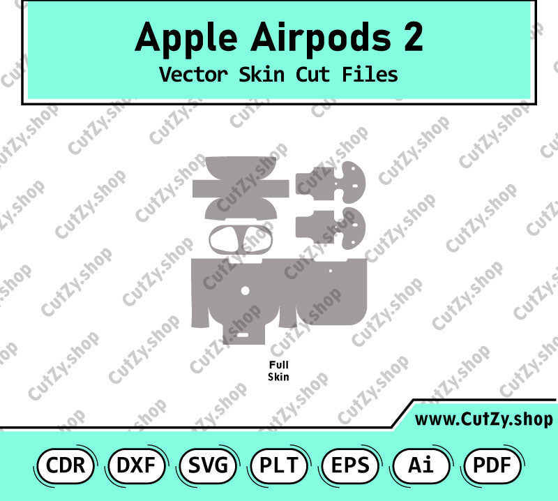Apple AirPods 2 Vector Skin Cut Files Template