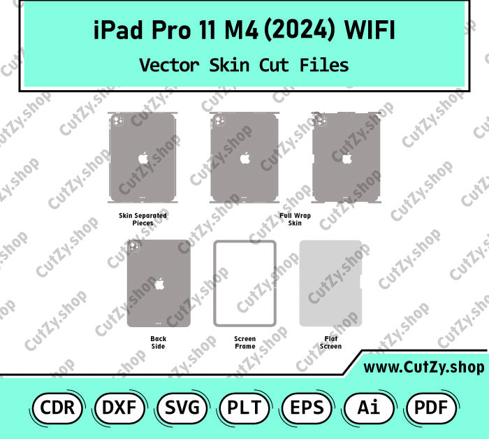 iPad Pro 11 M4 (2024) WIFI (5th Generation) Vector Skin Cut Files