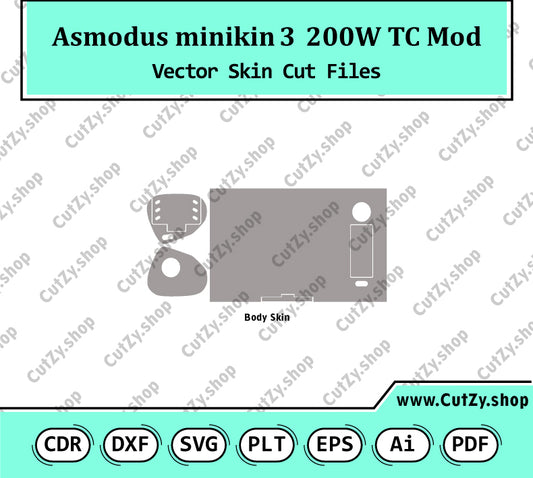 Asmodus minikin 3 200w TC Touch Mod Vector Skin Cut Files
