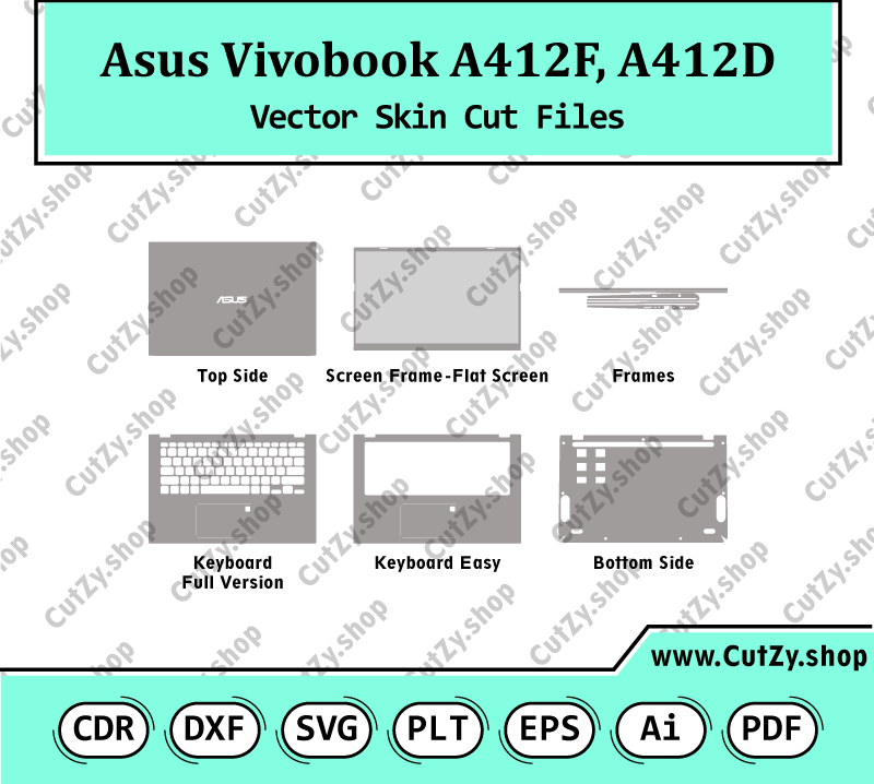 Asus VivoBook A412f, A412d Vector Skin Cut Files