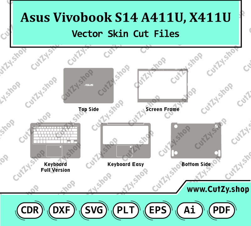 Asus VivoBook S14 A411U, X411U Vector Skin Cut Files