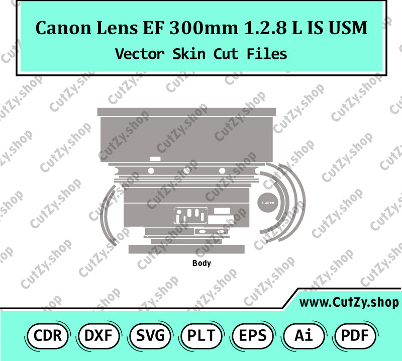 Canon Lens EF 300mm 1.2.8 L IS USM Vector Skin Cut Files