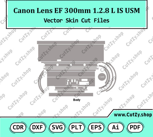Canon Lens EF 300mm 1.2.8 L IS USM Vector Skin Cut Files