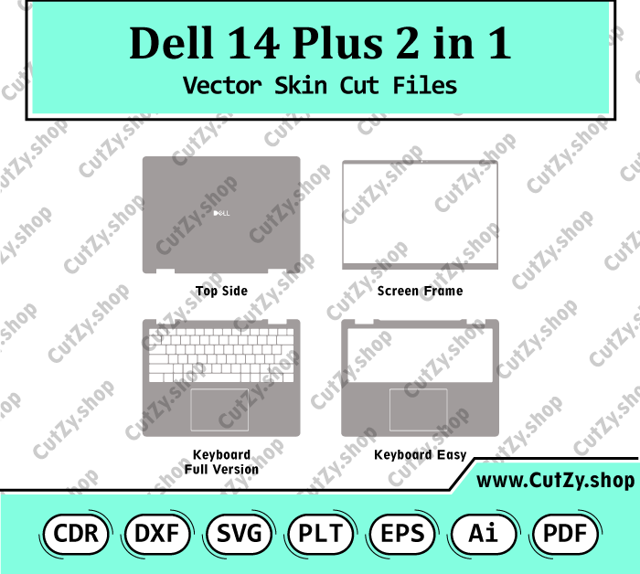 Dell 14 Plus 2-in-1 Laptop Vector Skin Cut Files