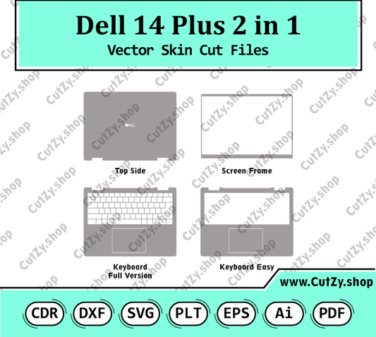 Dell 14 Plus 2-in-1 Laptop Vector Skin Cut Files