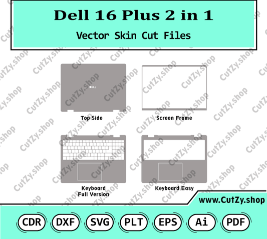 Dell 16 Plus 2-in-1 Laptop Vector Skin Cut Files