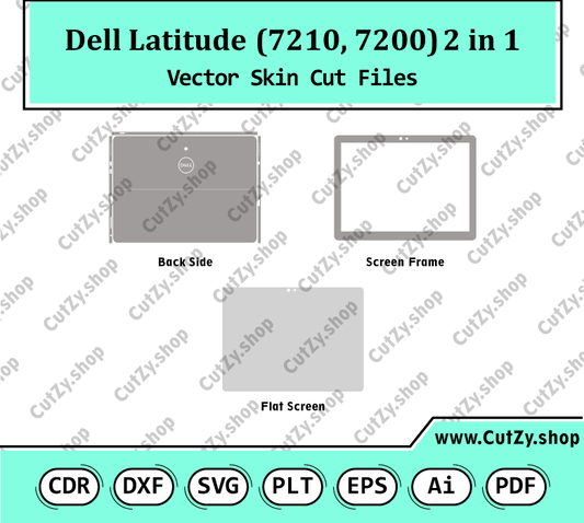 Dell Latitude 7210, 7200 2-in-1 Vector Skin Cut Files