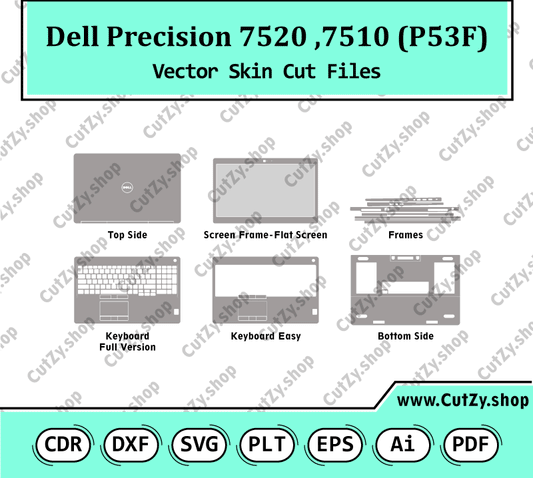 Dell Precision 7510, 7520 (P53F) Vector Skin Cut Files