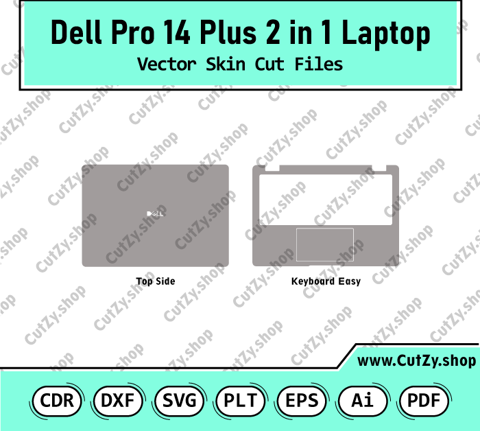 Dell Pro 14 Plus Laptop 2-in-1 Vector Skin Cut Files