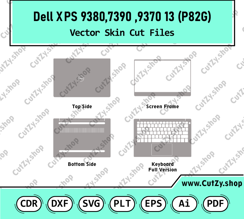 Dell XPS 13 9370, 9380,7390 (P82G) Vector Skin Cut Files