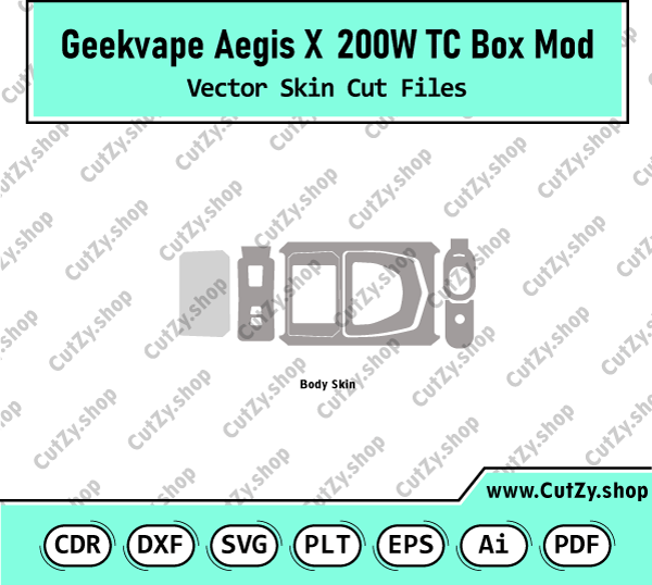 GEEK VAPE Aegis X 200W TC Box Mod Vector Skin Cut Files