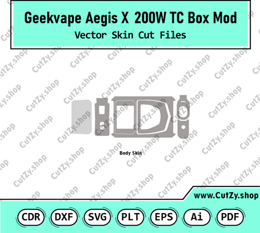 GEEK VAPE Aegis X 200W TC Box Mod Vector Skin Cut Files