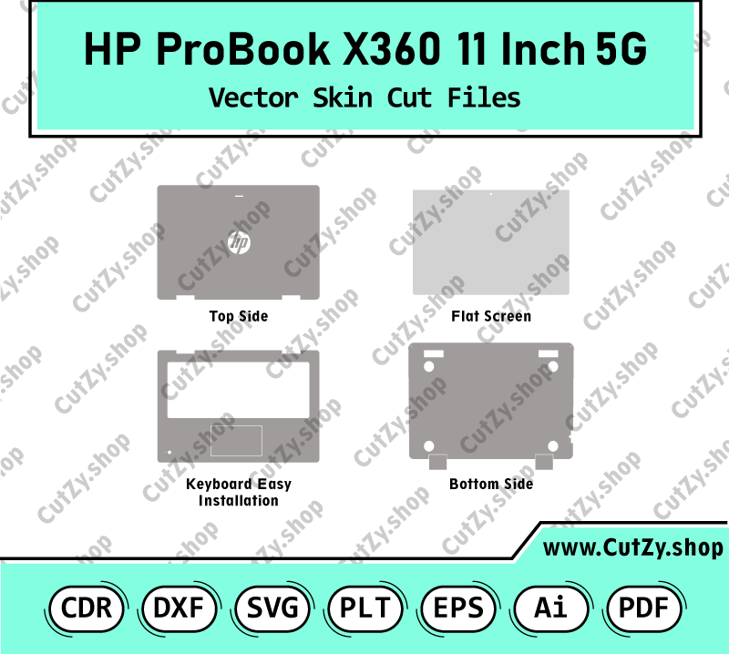 HP ProBook X360 11 5G EE Vector Skin Cut Files