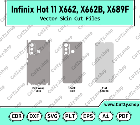 Infinix Hot 11 X662, X662B, X689F Vector Skin Cut Files
