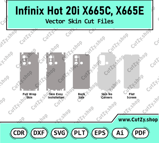 Infinix Hot 20i X665C, X665E Vector Skin Cut Files