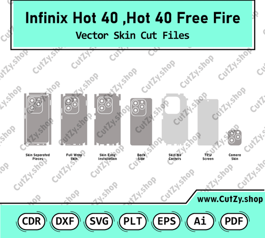Infinix Hot 40 -Hot 40 Free Fire Vector Skin Cut Files