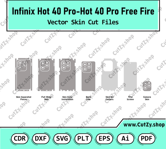 Infinix Hot 40 Pro-Hot 40 Pro Free Fire Vector Skin Cut Files