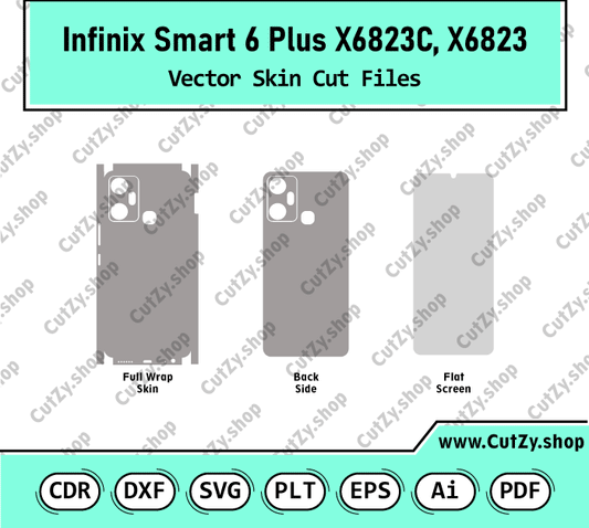 Infinix Smart 6 Plus X6823C, X6823 Vector Skin Cut Files