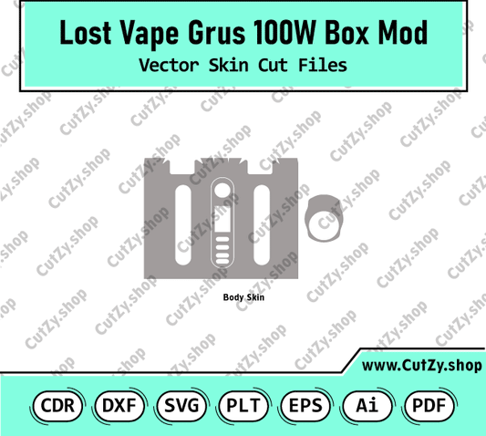 Lost Vape GRUS 100w Box Mod Vector Skin Cut Files