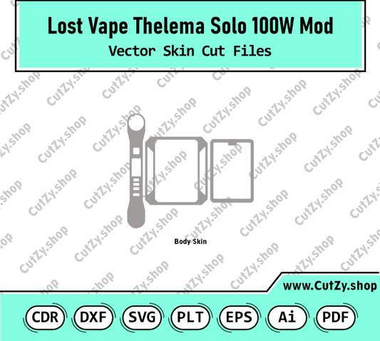 Lost Vape Thelema Solo 100W Mod Vector Skin Cut Files